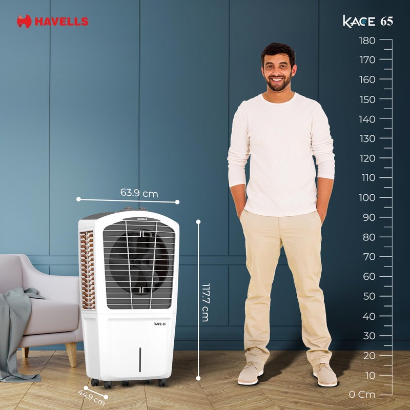 Havells Havells Kace 65 L Desert Air Cooler for Home Powerful AirDeliveryBacteria Shield Honeycomb Pads Technology XXL Ice Chamber Ice Chill Drip Technology Inverter compatibleFront wheels with brakes  - Image 2