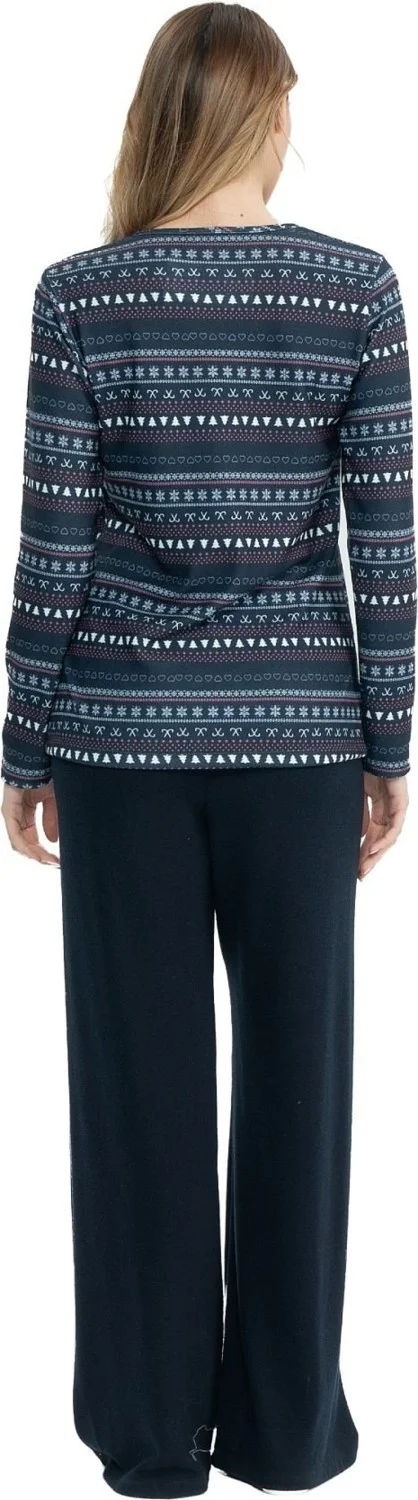 U.S. Polo Assn. 17113 Women's Long Sleeve Soft Fabric Casual Home Wear-Navy Blue