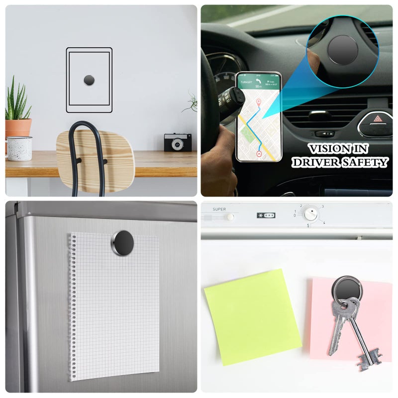 TOODOO 4 Pieces Magnetic Phone Car Mount Flat Cell Phone Holder Universal Stick on Flat Magnetic Car Mount for Dashboard Wall Windshield Table Mirror, Black and Silver - Image 3