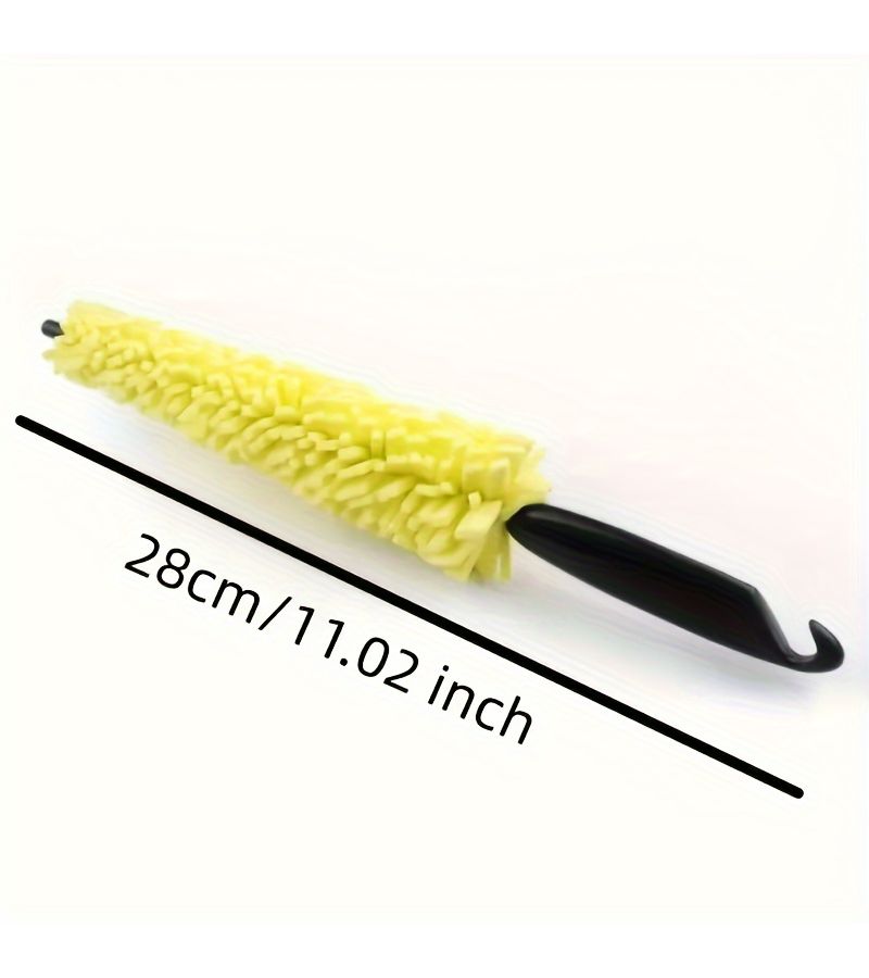 Yellow 4S Auto Detailing Cleaning Brush Set With Wheel Hub Crevice Brush - Image 5