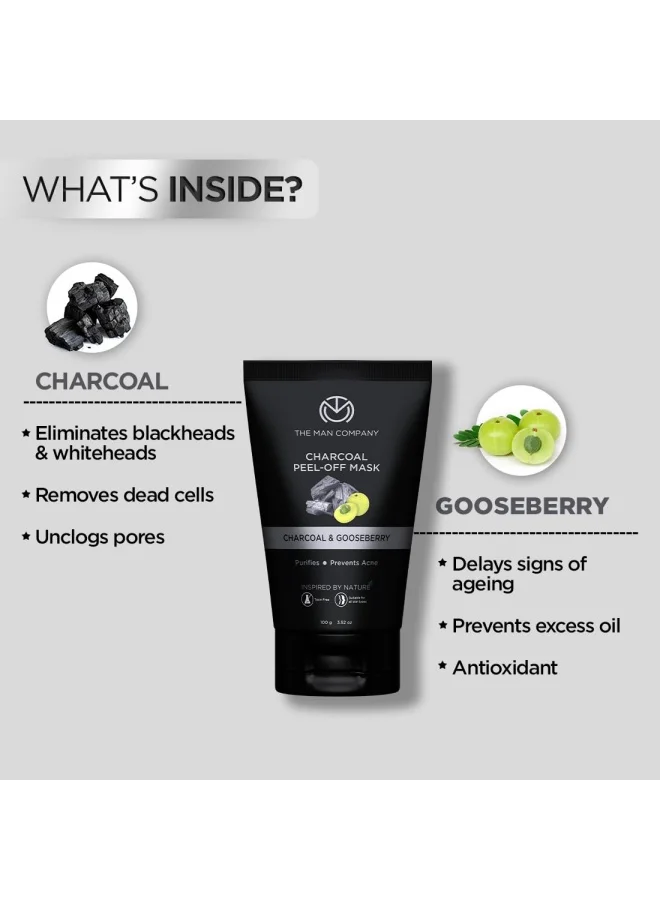 The Man Company The Man Company Charcoal Face Care Kit with Peel Off Mask, Face Wash & Face Scrub | Nourishes Skin, Tan Removal, Glowing Skin - Gift Set of 3
