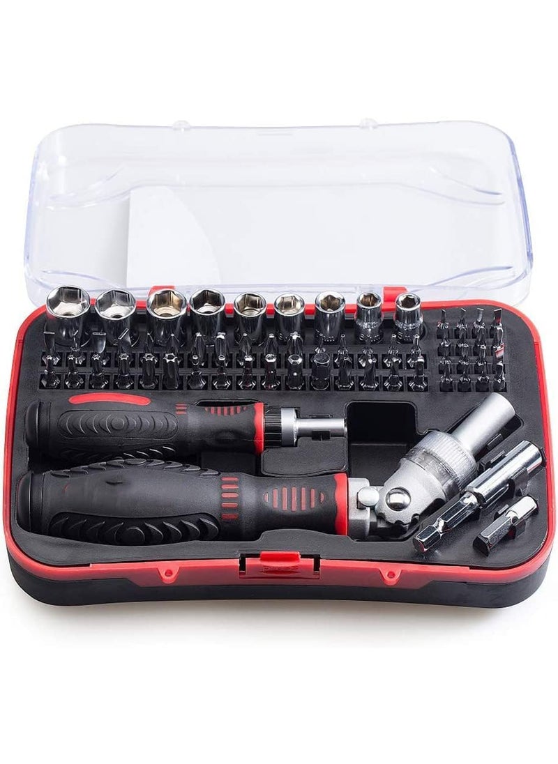 Cpixen Cpixen Precision Ratchet Screwdriver Set 61 in 1 Household Screwdriver Home Repair Tool Kit, Disassemble Magnetic Rotatable Ratchet Screwdriver Kit for Furniture/Car/Computer/Electronics Maintenance  - Image 1