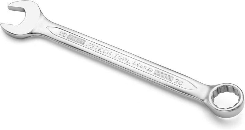 Jetech 28mm Combination Wrench - Industrial Grade, Chrome Vanadium Steel, Sand Blasted Finish, Precision-Machined 12-Point Opening, Off-Corners Design, 15-Degree Offset - Image 1