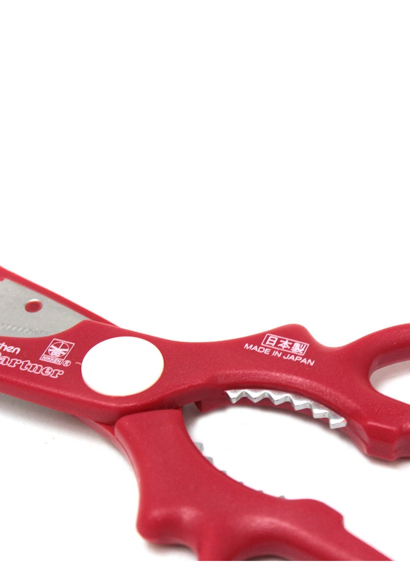 PARTNER - Multi-Purpose Kitchen Scissors with Scale Remover  Japan Made | Stainless Steel Blades | Red Handle - Image 1