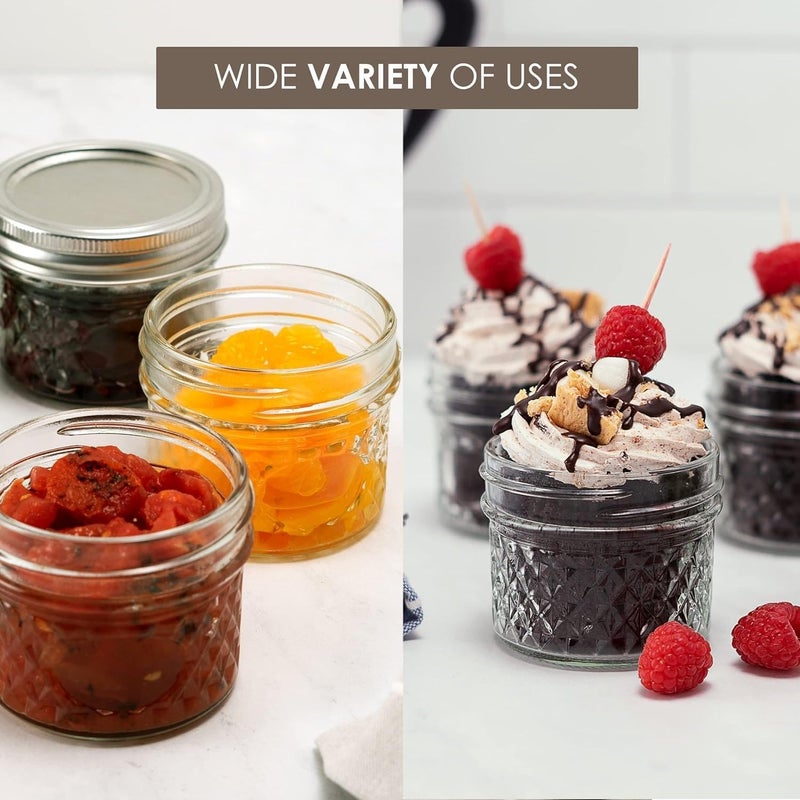 Ball Wide Mouth Quilted Crystal Jelly Jars with Lids and Bands, Used for Canning, Pickling, Juice, Jam, Jelly, Quarter Pint Size (4 Ounce (Pack of 6)) - Image 5