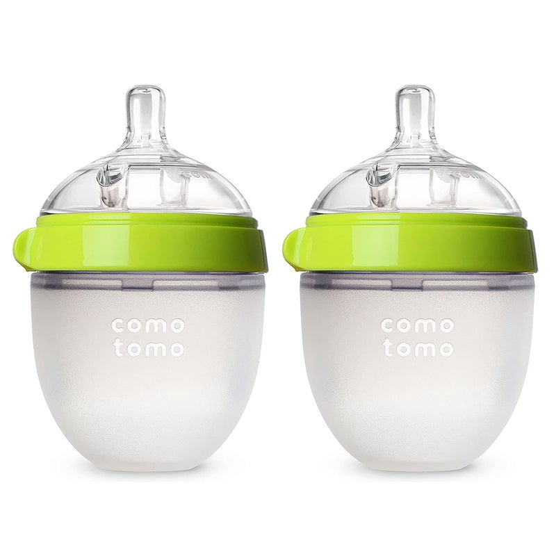 Comotomo Baby Bottle Double Pack, Green, 5oz - Image 1