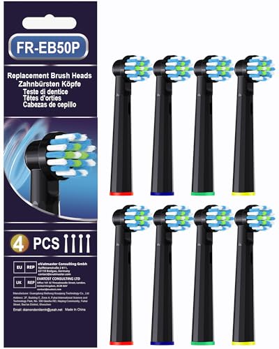 MOFELE Replacement Heads Compatible with Braun Oral B Pro 1000, Genius X, Smart 1500 Electric Toothbrush, 8 Pcs Precision Brush Heads Refills Compatible with Oral B (Black) - Image 1