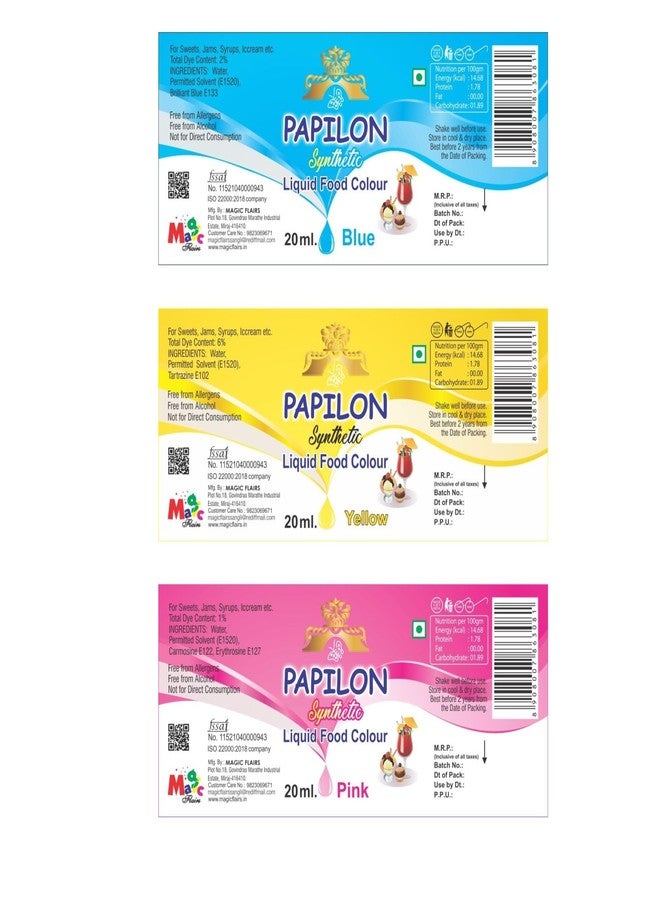 Papilon Liquid Food Colour pack of 20ml x 15 bottles for cake/baking/cookies/icecreams/sweets - Image 2