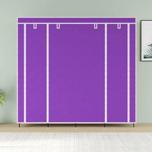 Whitecloud TRANSFORMING HOMES® Collapsible Wardrobe 12 Shelves Almari Closet Clothes Storage Rack Quick and Easy to Assemble (W 88170) (Purple, Standard) - Image 3
