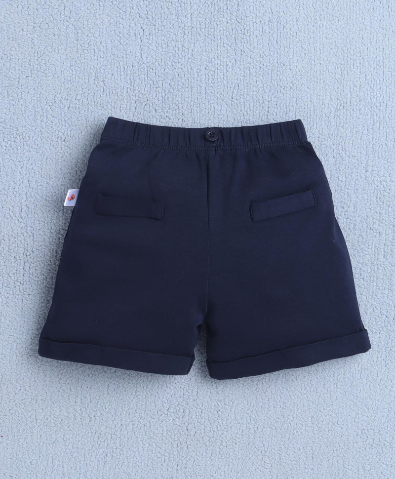 BUMZEE Boys Cotton Half Sleeves Shirt & Short Set With Bow Suspender & Cap White & Navy - 6-12 Months (Peb10533C-wht) - Image 5