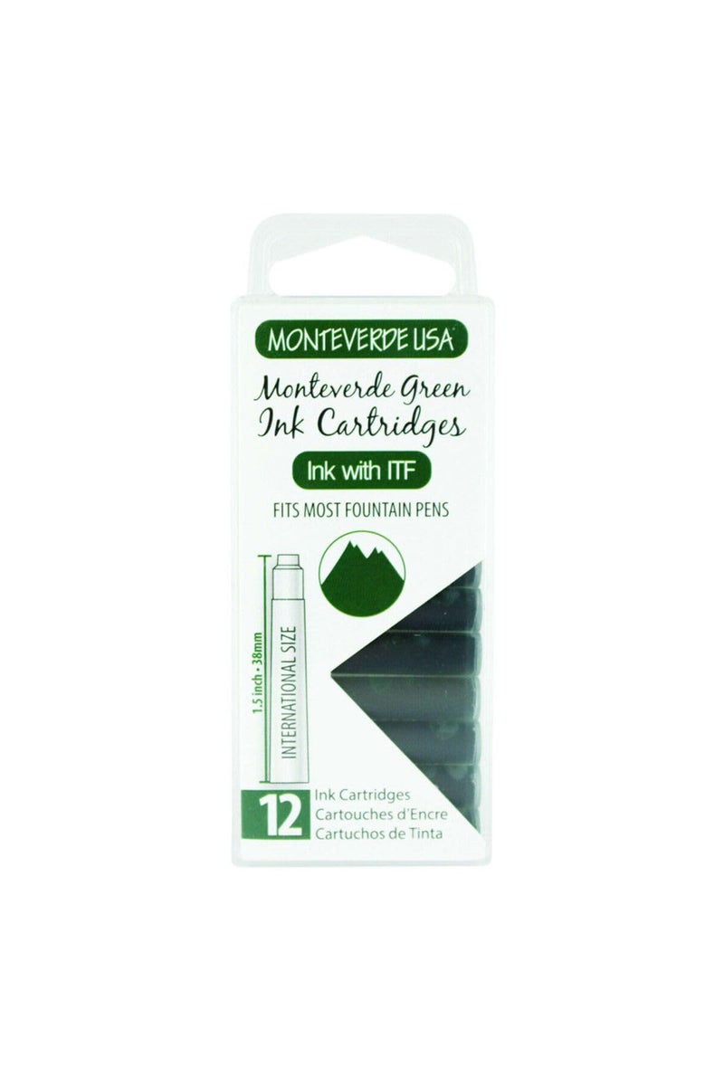 Monteverde USA International Standard Ink Cartridges - Monteverde Green - Fresh and Natural Writing Ink, Compatible with Most Fountain Pens, 12-Pack Box - Image 5