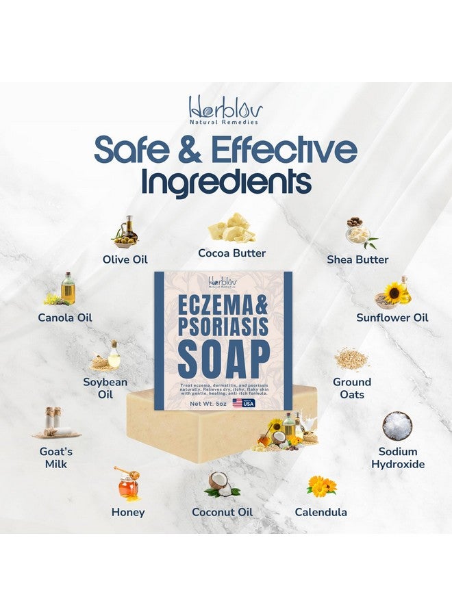 هيربلوڤ صابون الإكزيما للوجه والجسم - علاج طبيعي بالكامل لالتهاب الجلد والصدفية، لتخفيف حكة البشرة الحساسة الجافة - لطيف على البشرة، مزيل للسموم، معالج، مضاد للحكة، غسول الشوفان وحليب الماعز للأطفال والكبار - Image 5