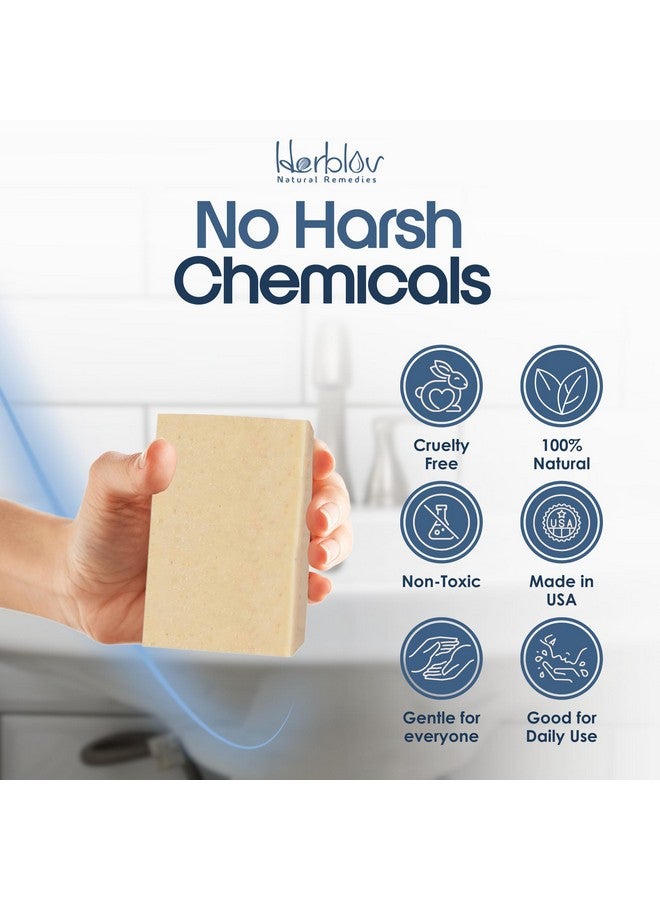 هيربلوڤ صابون الإكزيما للوجه والجسم - علاج طبيعي بالكامل لالتهاب الجلد والصدفية، لتخفيف حكة البشرة الحساسة الجافة - لطيف على البشرة، مزيل للسموم، معالج، مضاد للحكة، غسول الشوفان وحليب الماعز للأطفال والكبار - Image 4