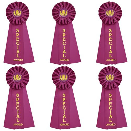 Geosar 6 Pcs Special Award Ribbons with Event Card and String Purple Place Ribbons Participation Ribbon Achievement Prize Ribbons for Kids School Competition Contests Sports Event Office Team - Image 1