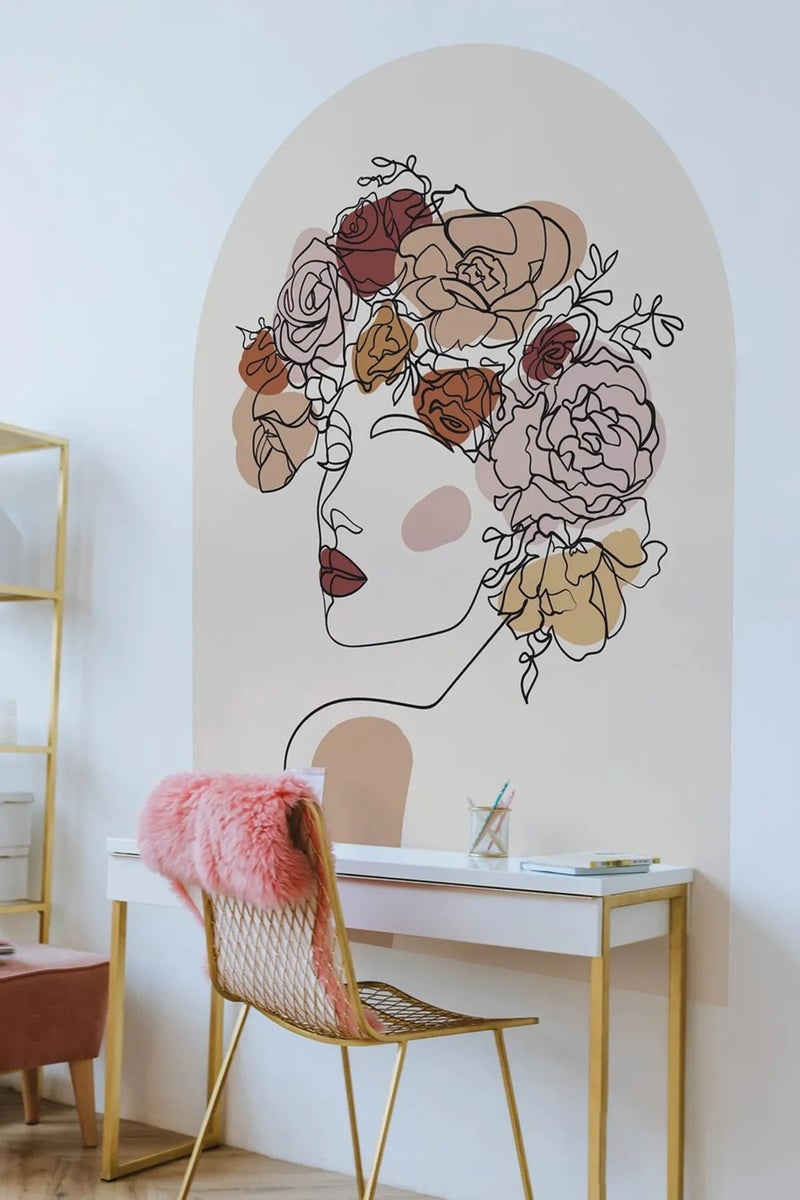 Kt Grup Artistic Woman Portrait Boho Belt Arch Minimal Wall Sticker  - Image 4