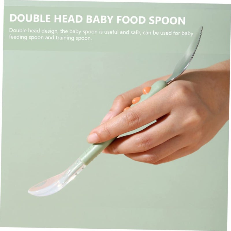 Double Head Silicone Baby Spoon Soft Fruit Puree Scraper Ergonomic Grip Feeding Supplies - Image 5