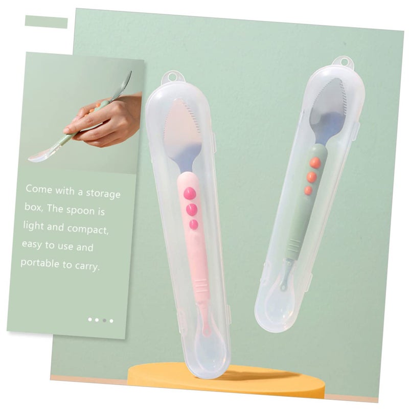 Double Head Silicone Baby Spoon Soft Fruit Puree Scraper Ergonomic Grip Feeding Supplies - Image 4