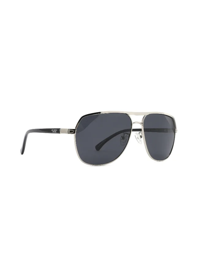Lee Cooper Polarized Sunglasses Silver Frame Smoke Mirror Lens 60mm  - LC1016C03