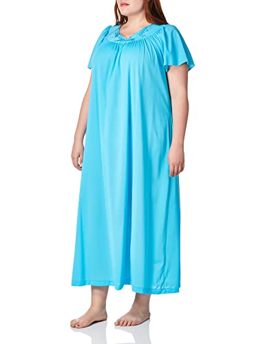 Shadowline Women's Petals 53 Inch Short Flutter Sleeve Long Gown, Turquoise, Small - Image 1