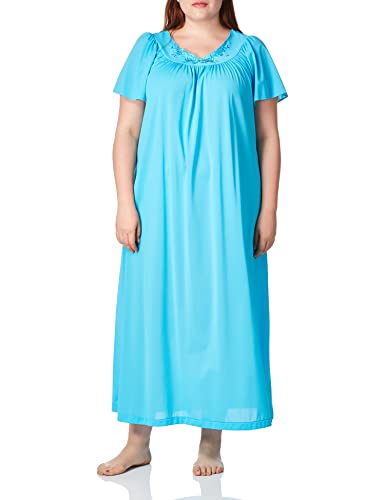 Shadowline Women's Petals 53 Inch Short Flutter Sleeve Long Gown, Turquoise, Small - Image 3