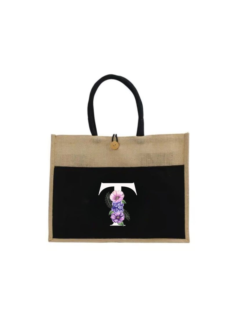 PRINTSHOP4ME Jute Bag Initial Letter Printed Design–Reusable,Durable Tote Bag For Gifting Or Everyday Use|Used For Festive Celebrations&Gifts For Special Person - Image 2