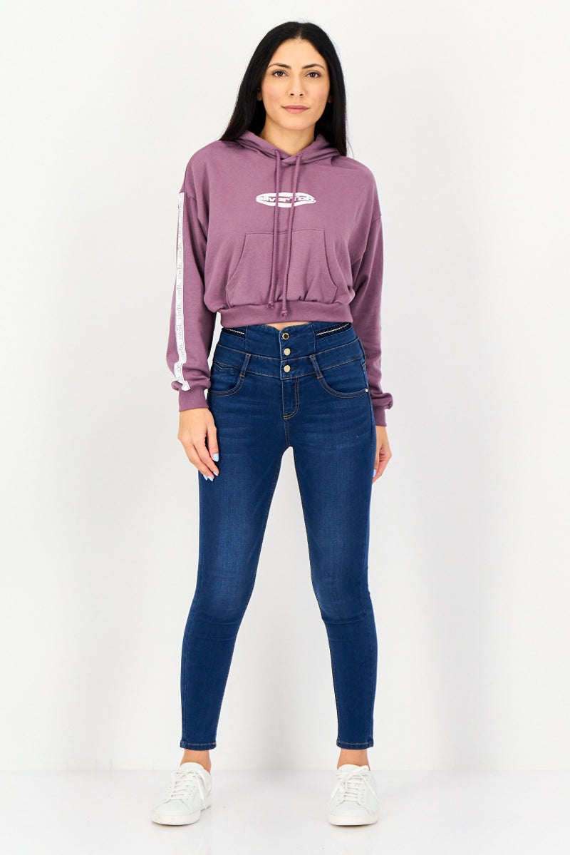 Levi's هودي نسائي بطباعة جرافيك بأكمام طويلة، بنفسجي - Image 4