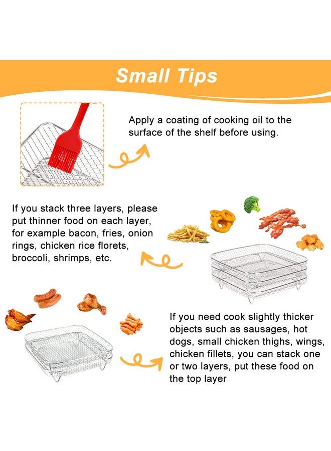 BYKITCHEN BYKITCHEN 8 inch Square Air Fryer Rack, Set of 3, Stackable Multi-Layer Stainless Steel Dehydrator Rack, Square Air Fryer Accessories for Cosori, Instant Vortex, Nuwave Airfryer, Ninja Foodi Grill  - Image 3
