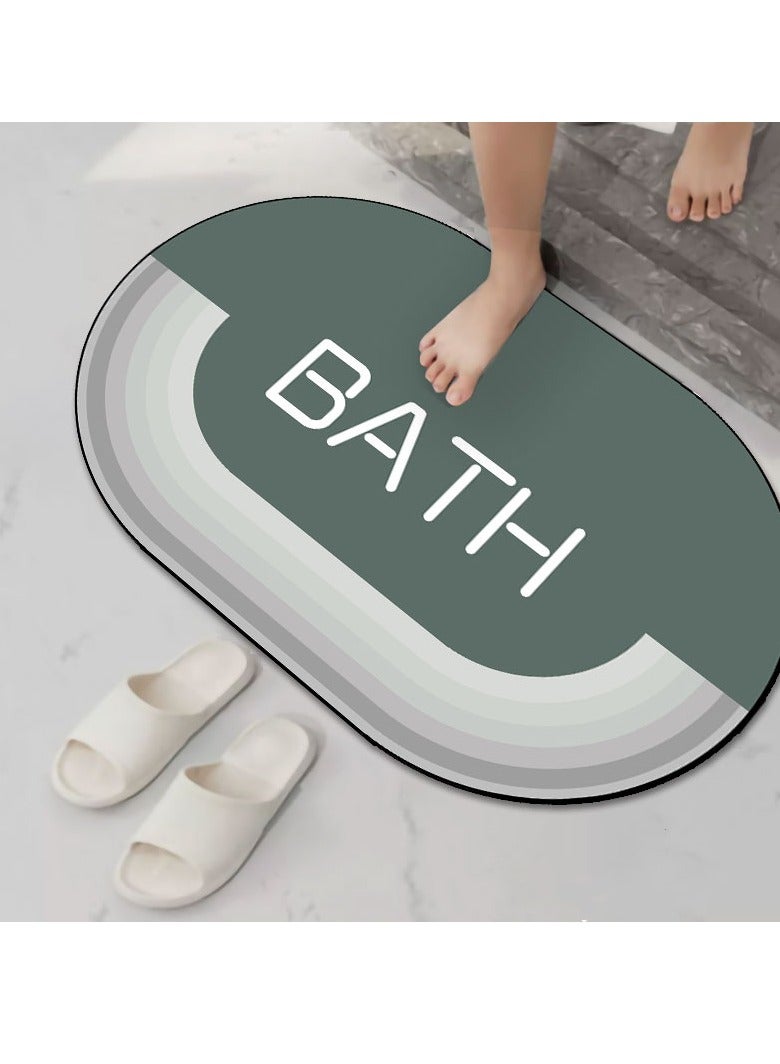 Diatom Mud Anti Slip Bathroom Mat With Printed Design Stylish & Super Absorbent With Soft Material (50cmX80cm)