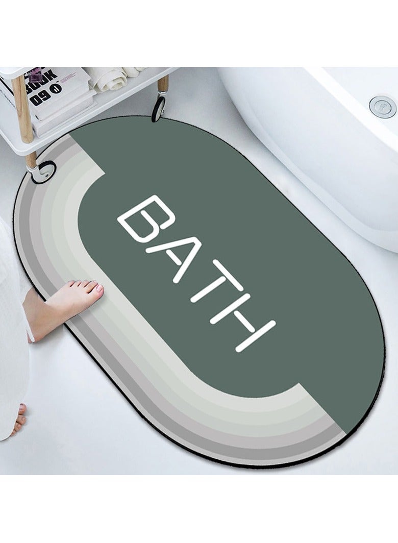 Diatom Mud Anti Slip Bathroom Mat With Printed Design Stylish & Super Absorbent With Soft Material (50cmX80cm)