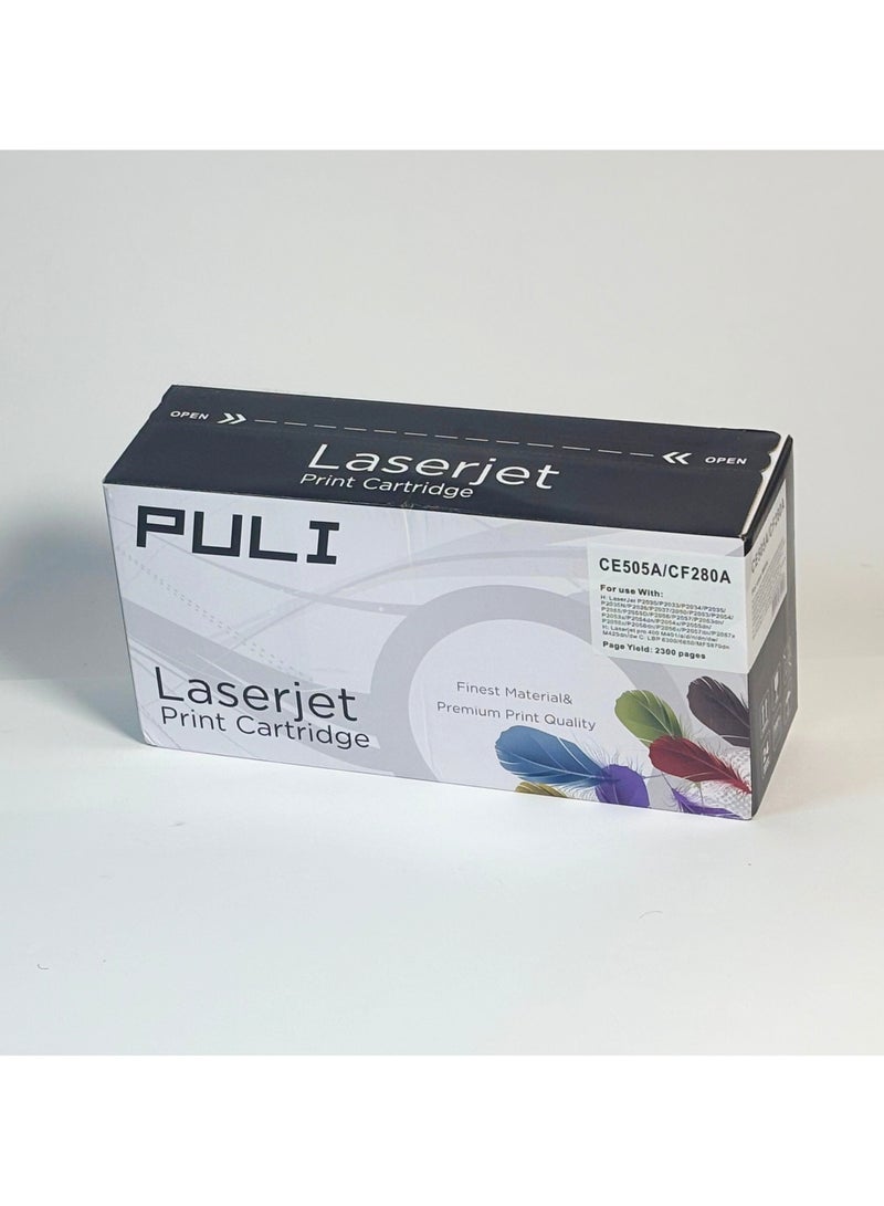 PULI LaserJet Print Cartridge Compatible with HP CE505A / CF280A for LaserJet Printers - High Yield, Black Ink Toner - Image 1