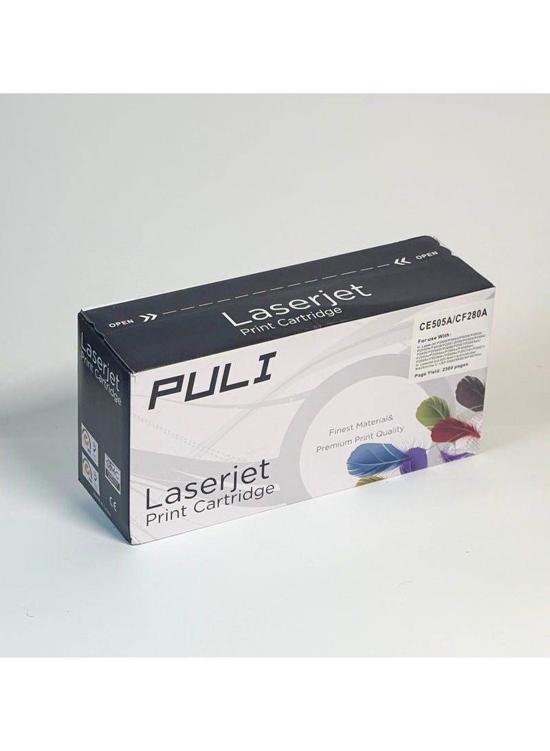 PULI LaserJet Print Cartridge Compatible with HP CE505A / CF280A for LaserJet Printers - High Yield, Black Ink Toner - Image 2