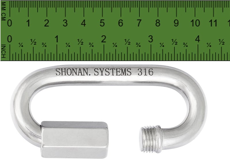 Shonan.Systems روابط سريعة من سلسلة شونان الثقيلة البحرية، موصلات سلسلة من الفولاذ المقاوم للصدأ، كارابينر قفل مقاوم للتآكل - Image 2