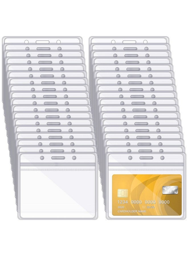 Zonon 150 Pieces Id Card Name Badge Holder Clear Plastic Horizontal Name Badge Id Card Holders Transparent Pvc Card Sleeve Pouch For Office School Card Travel Waterproof (3.35 X 3.94 Inch)  - Image 1