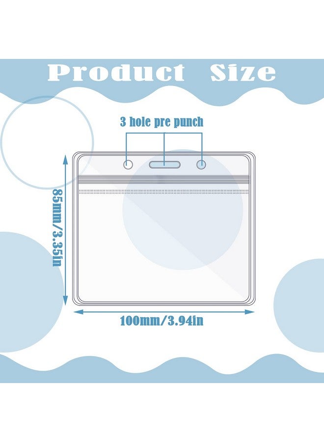 Zonon 150 Pieces Id Card Name Badge Holder Clear Plastic Horizontal Name Badge Id Card Holders Transparent Pvc Card Sleeve Pouch For Office School Card Travel Waterproof (3.35 X 3.94 Inch)  - Image 2