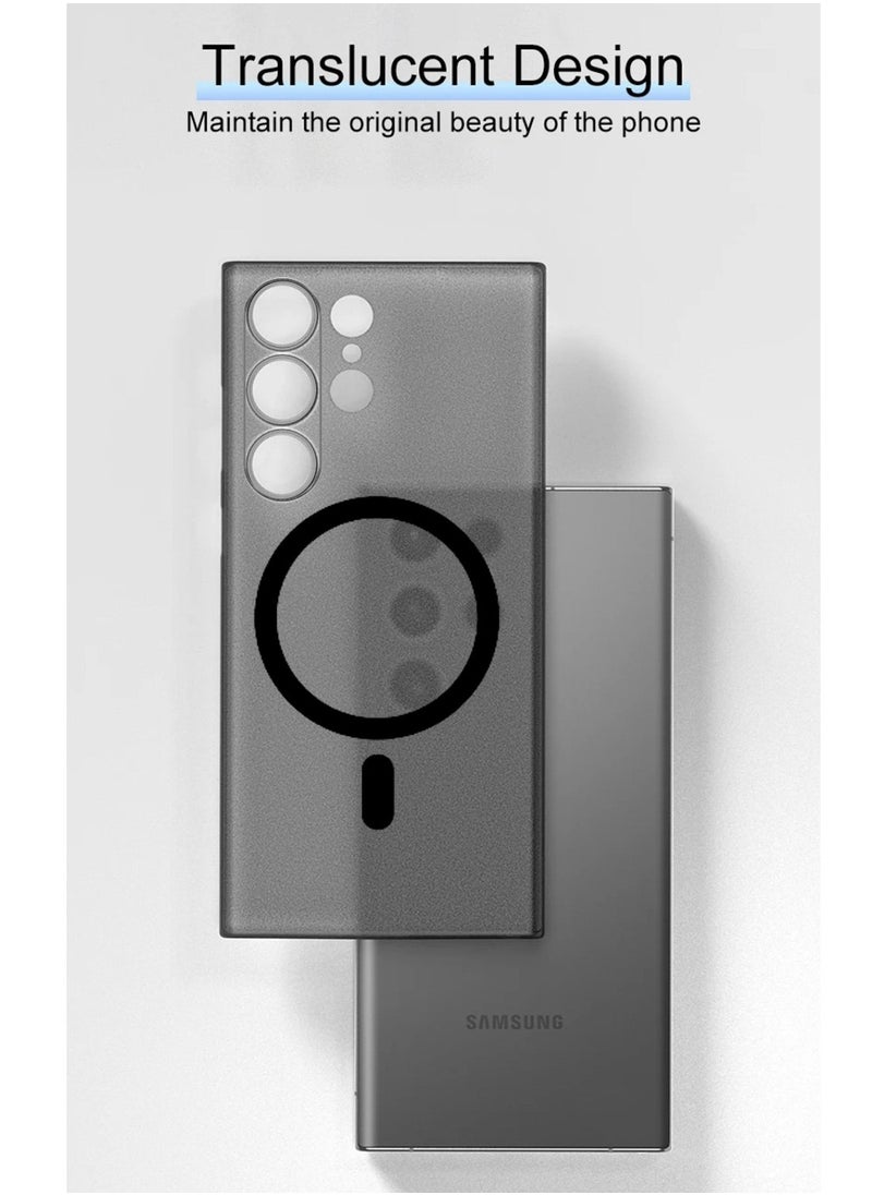Ultra Thin Frosted Magsafe Case with Raised Camera Lens Protector for Samsung Galaxy S25 Ultra - Matte Black