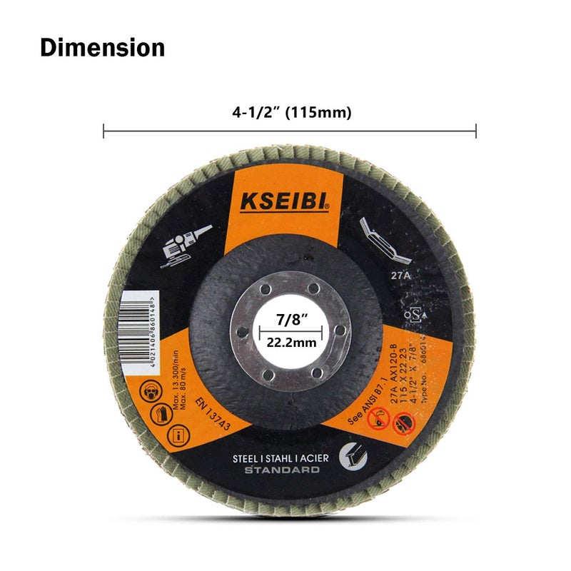 KSEIBI 686064 Aluminum Oxide 4 1/2 Inch Auto Body Flap Disc Sanding Grinding Wheel 10 Pack (Mixed 40 Pack) - Image 5