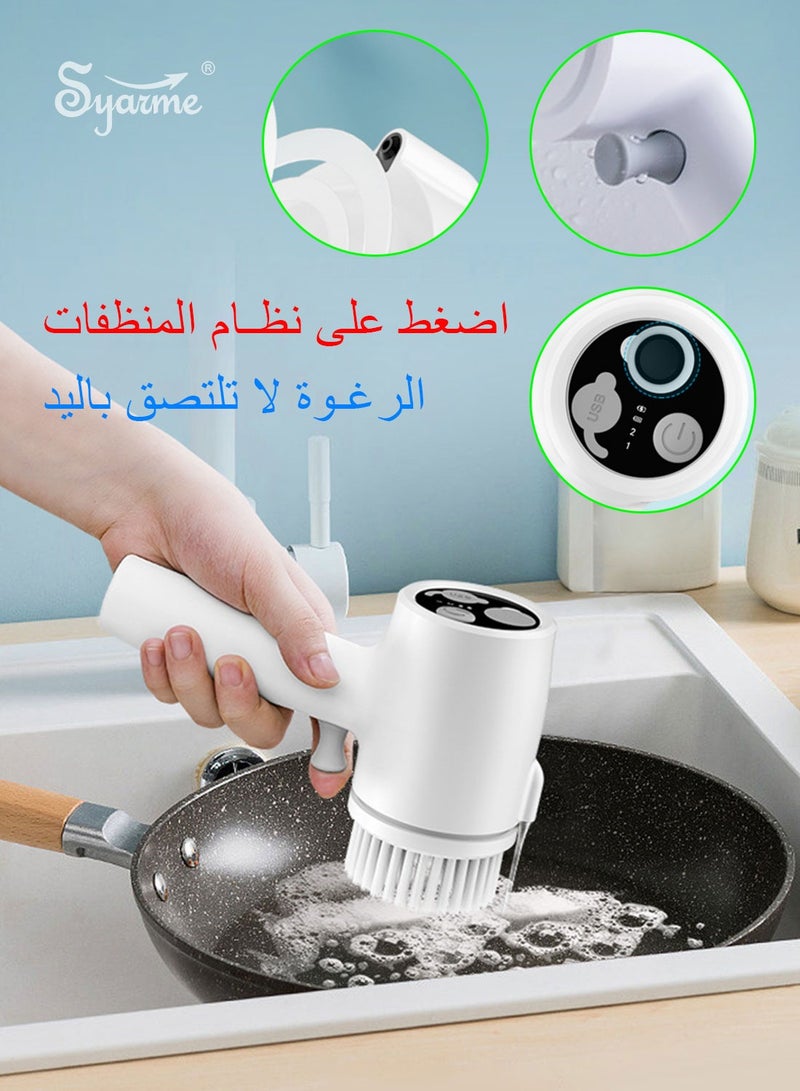 Syarme Electric Spin Scrubber, Electric Cleaning Brush Cordless Power Scrubber with 5 Replaceable Brush Heads Handheld Power Shower Scrubber with Sprayer for Bathtub, Floor, Wall, Tile, Toilet - Image 5