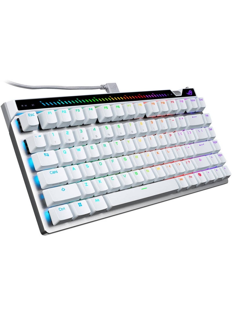 أسوس لوحة مفاتيح الألعاب ROG Falchion Ace 75 HE – تصميم 75%، مفاتيح هول قابلة للتبديل، نقطة تفعيل قابلة للتعديل من 0.1 إلى 3.5 مم، معدل استقصاء 8000 هرتز، تفعيل سريع، نقر سريع، مزامنة RGB Aura، مفاتيح PBT، أبيض | 90MP047H-BKCA10 - Image 3