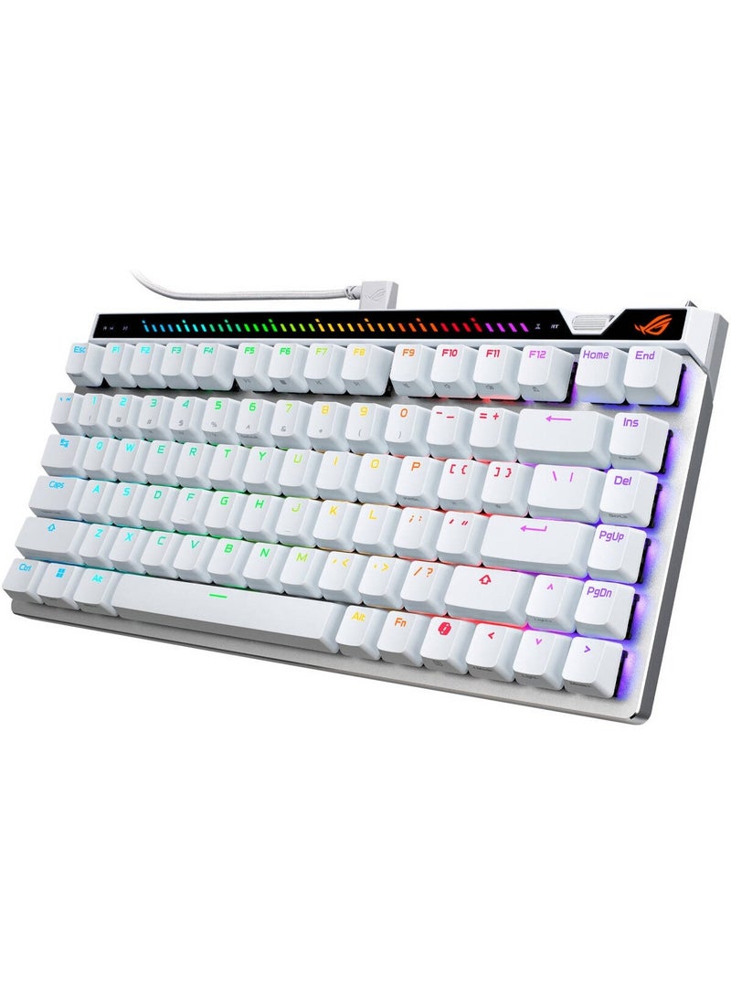 أسوس لوحة مفاتيح الألعاب ROG Falchion Ace 75 HE – تصميم 75%، مفاتيح هول قابلة للتبديل، نقطة تفعيل قابلة للتعديل من 0.1 إلى 3.5 مم، معدل استقصاء 8000 هرتز، تفعيل سريع، نقر سريع، مزامنة RGB Aura، مفاتيح PBT، أبيض | 90MP047H-BKCA10 - Image 4