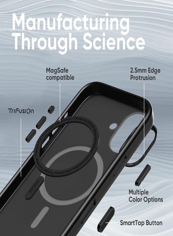 FLOLAB Surtect Tri-Fusion Magnetic for iPhone 17 Case Protective Slim Design Magsafe Compatible Military Grade - Full Black Matte Translucent - Image 3