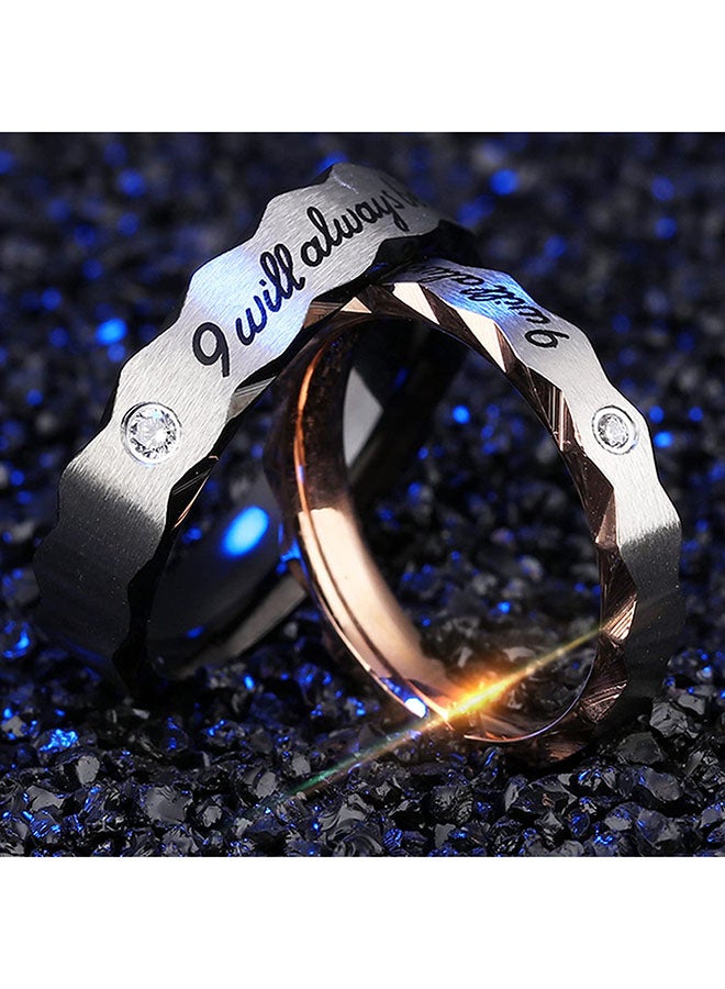 LineAve 2-Piece Stainless Steel Cubic-Zircon Couple's Matching Wedding Band Ring - Image 3
