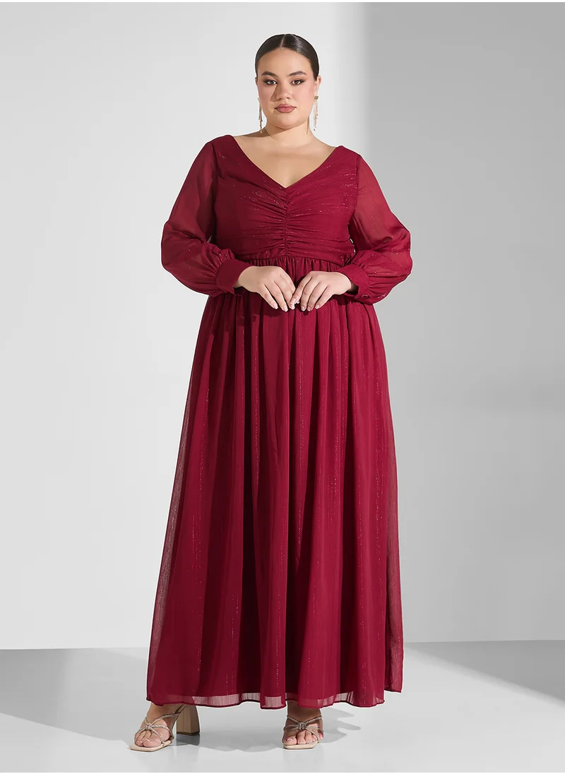 Khizana Plus Size Ruched A-Line Dress