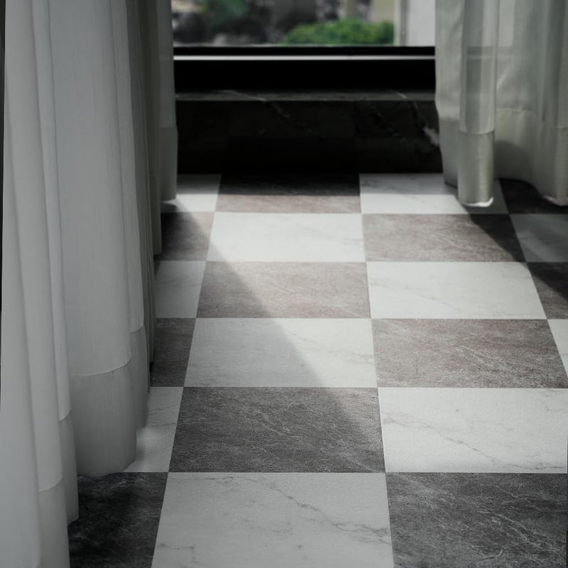 auxua Checkered Peel and Stick Vinyl Flooring Roll â€“ 15.7"x 78.7" Matte Finish Floor Paper with Wear Layer, Covers Old Floors, Quick Fix for Flooring Jobs, 1-Person Update for Kitchen, Bathroom - Image 5