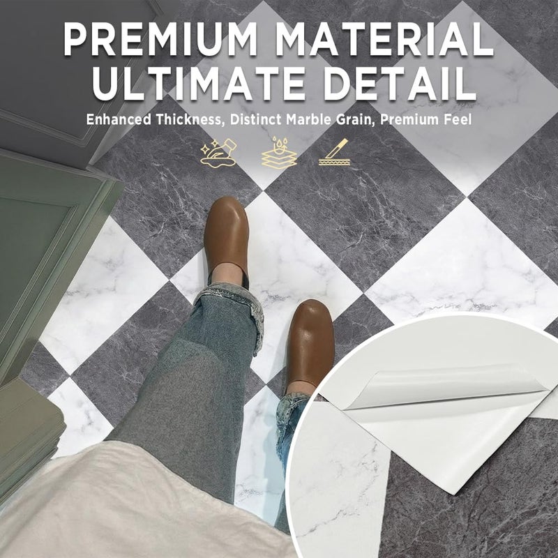 auxua Checkered Peel and Stick Vinyl Flooring Roll â€“ 15.7"x 78.7" Matte Finish Floor Paper with Wear Layer, Covers Old Floors, Quick Fix for Flooring Jobs, 1-Person Update for Kitchen, Bathroom - Image 3