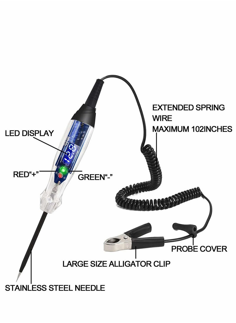 Y&D - Premium LED Bulb Automotive Circuit Tester, 4-60V Test Light with 102 Inch PU Extended Spring Wire, Sharp Hard Steel Probe Vehicle Circuits Low DC Voltage Tester - Image 1