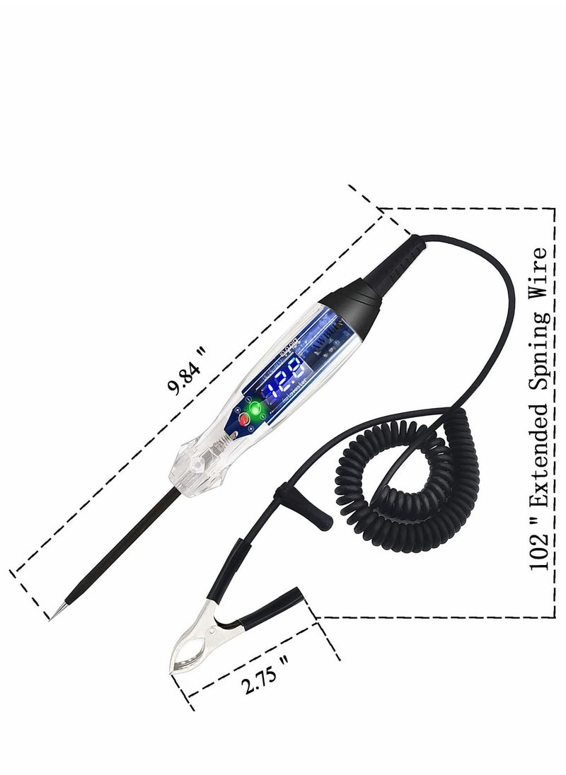 Y&D - Premium LED Bulb Automotive Circuit Tester, 4-60V Test Light with 102 Inch PU Extended Spring Wire, Sharp Hard Steel Probe Vehicle Circuits Low DC Voltage Tester - Image 1