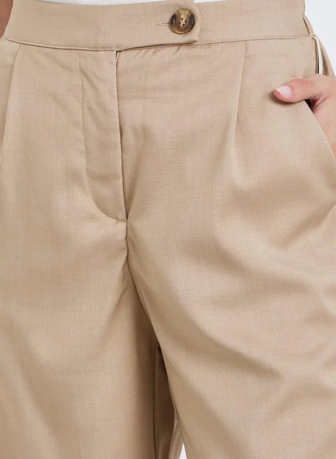 Styli Styli Mid Rise Straight Fit Ankle Length Pants