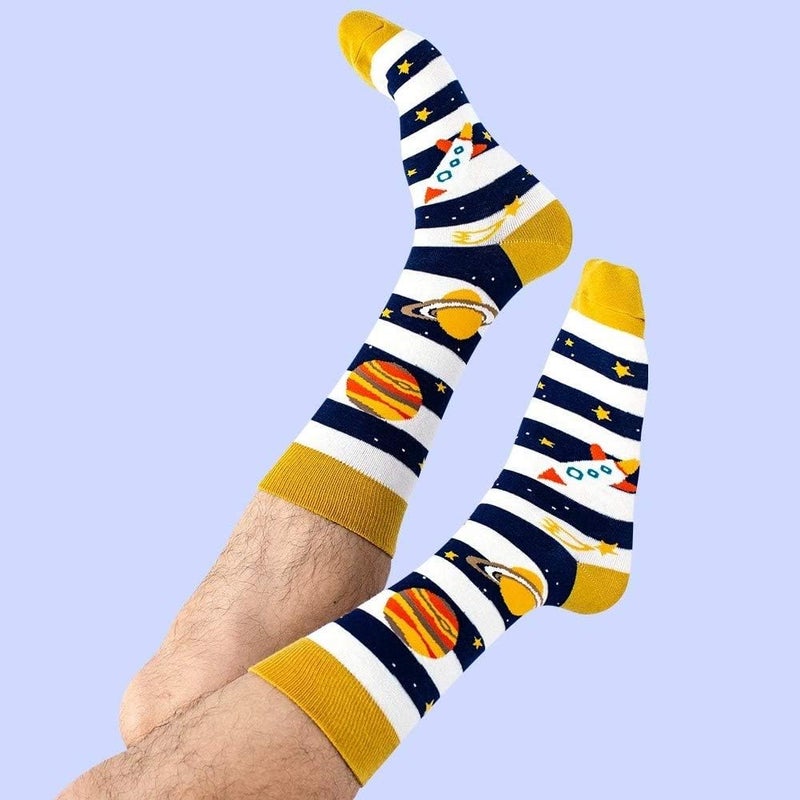 BISOUSOX Mens Dress Socks Funny Fun Colorful Crazy Funky Crew Socks for Men Novelty Happy Cotton Size 9-12 - Image 3