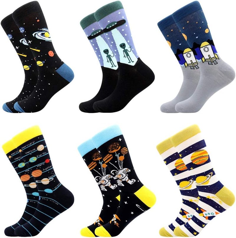 BISOUSOX Mens Dress Socks Funny Fun Colorful Crazy Funky Crew Socks for Men Novelty Happy Cotton Size 9-12 - Image 1
