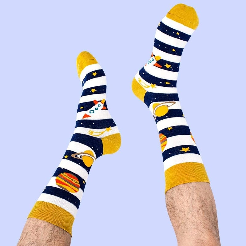 BISOUSOX Mens Dress Socks Funny Fun Colorful Crazy Funky Crew Socks for Men Novelty Happy Cotton Size 9-12 - Image 4